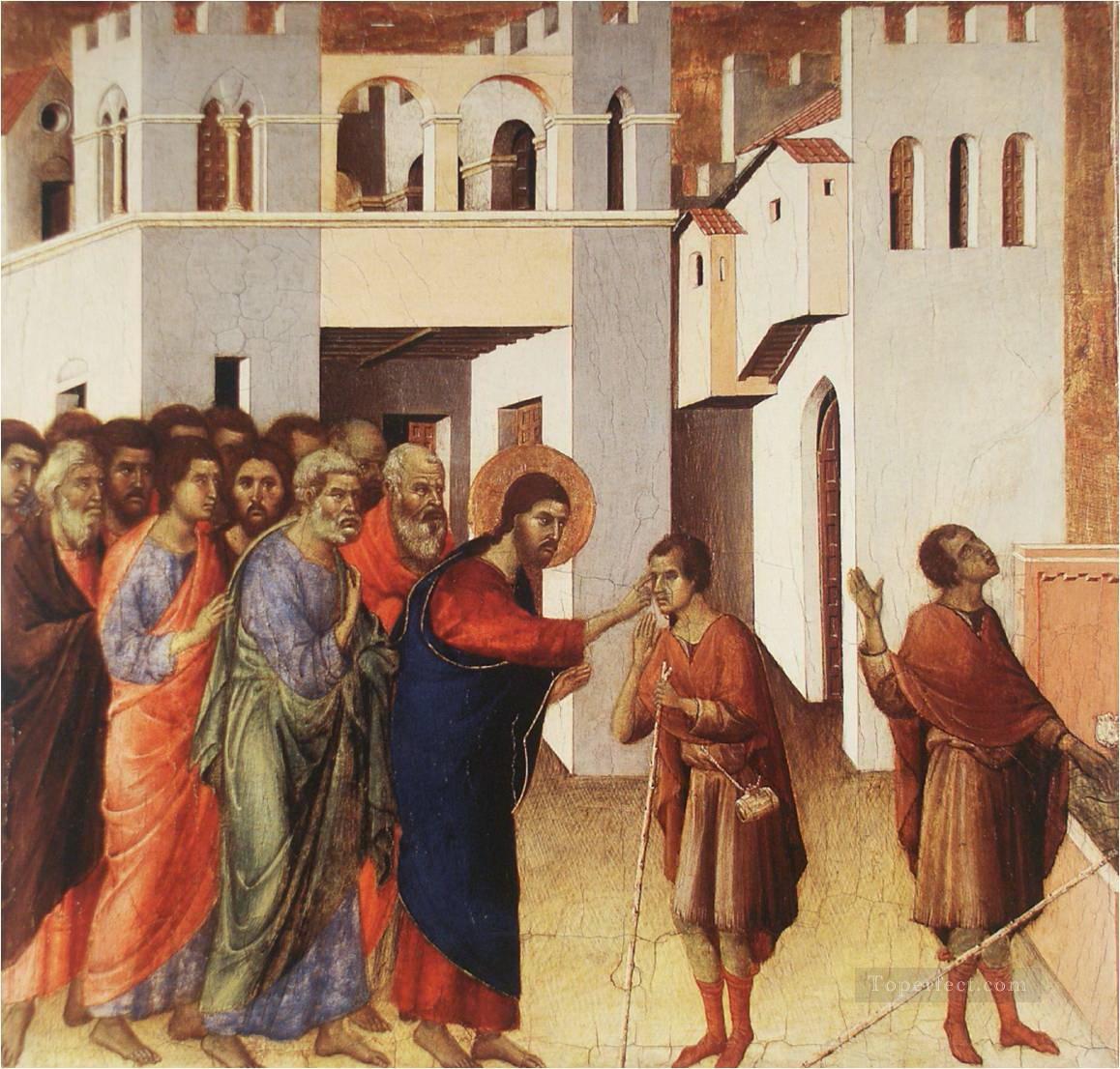 Duccio Cristo sanando a un ciego Pintura al óleo